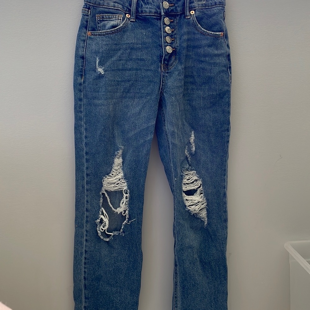 Womens high rise straight ankle jeans